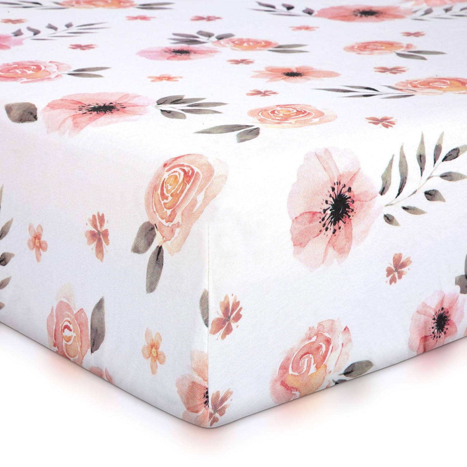 230816040302102_1 Tyke Bliss Pink Changing Pad Cover for Girls – Stretchy Floral Changing Pad Covers Made with 100% Combed Cotton Jersey Knit, Super Soft, Diaper Changing Pad Cover for Baby Change Table Pads - Image 1